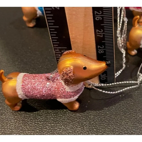 Dachshund Dog Ornaments Glitter Colorful Sweaters Mini Christmas Holiday - Picture 4 of 4